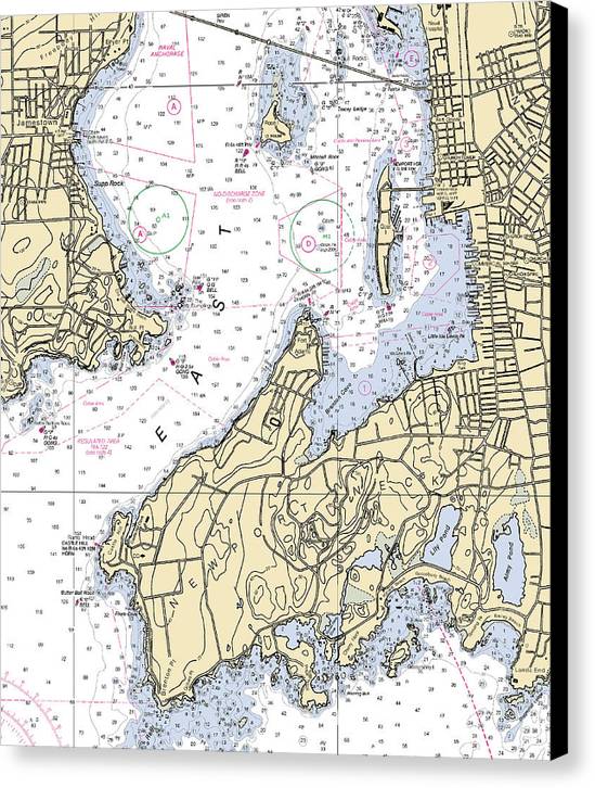 Newport Neck-rhode Island Nautical Chart - Canvas Print