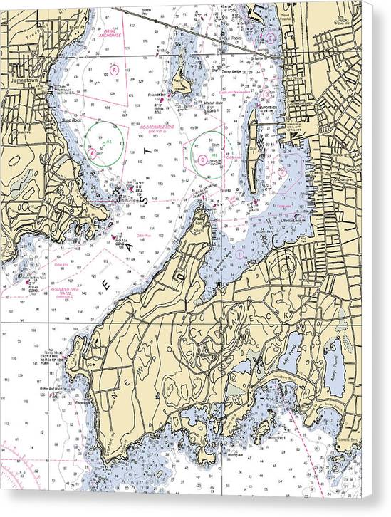 Newport Neck-rhode Island Nautical Chart - Canvas Print