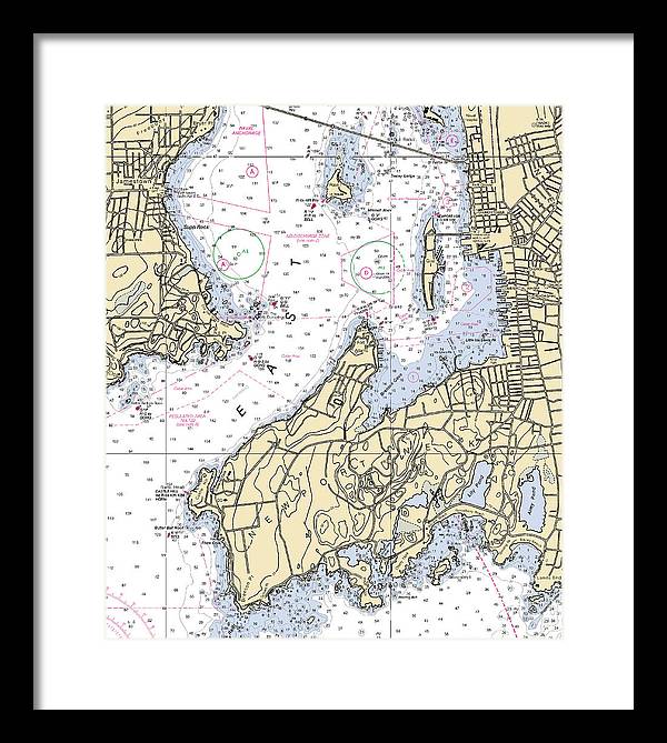 Newport Neck-rhode Island Nautical Chart - Framed Print