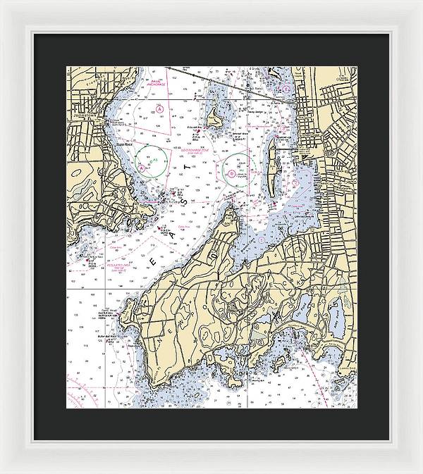 Newport Neck-rhode Island Nautical Chart - Framed Print