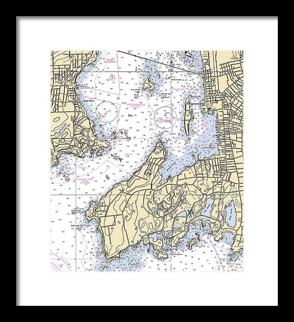 Newport Neck-rhode Island Nautical Chart - Framed Print