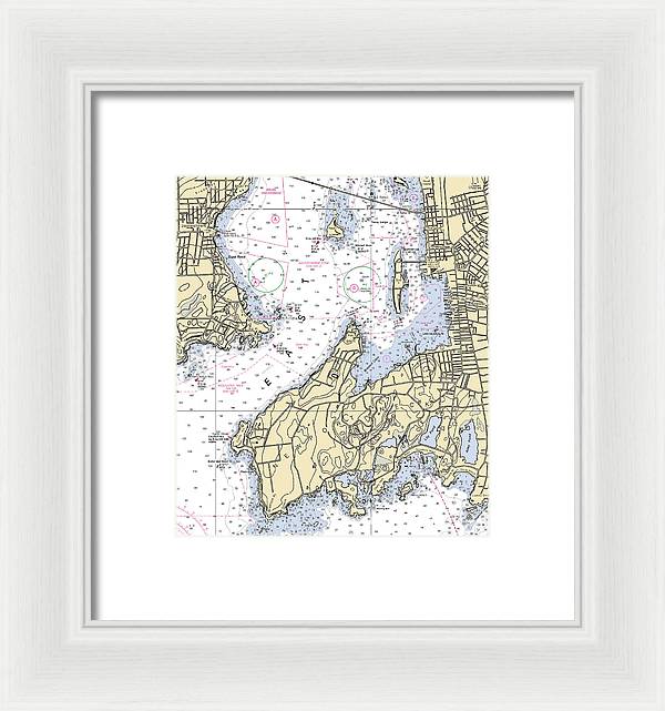 Newport Neck-rhode Island Nautical Chart - Framed Print