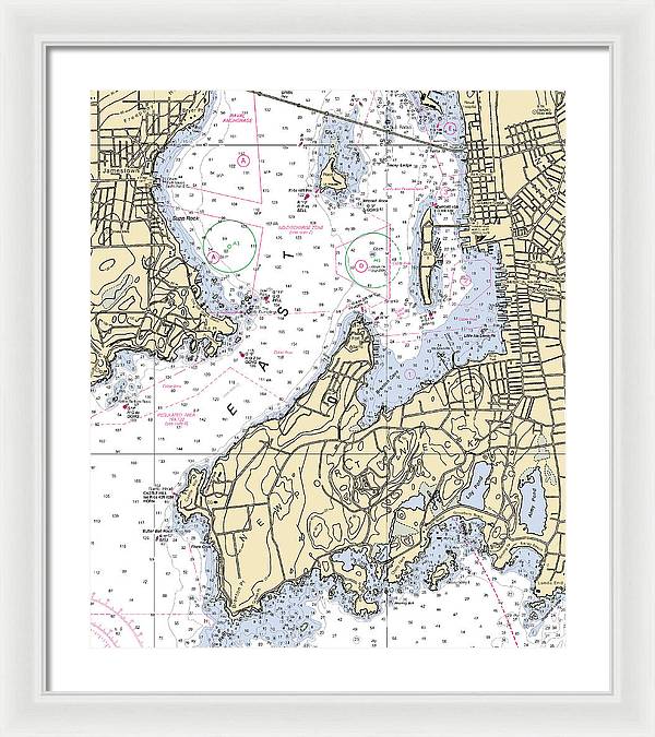 Newport Neck-rhode Island Nautical Chart - Framed Print