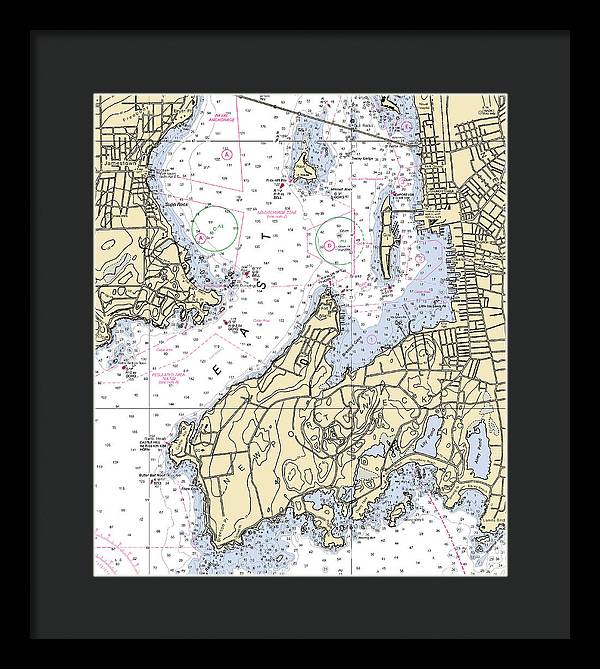 Newport Neck-rhode Island Nautical Chart - Framed Print