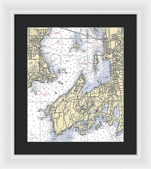 Newport Neck-rhode Island Nautical Chart - Framed Print