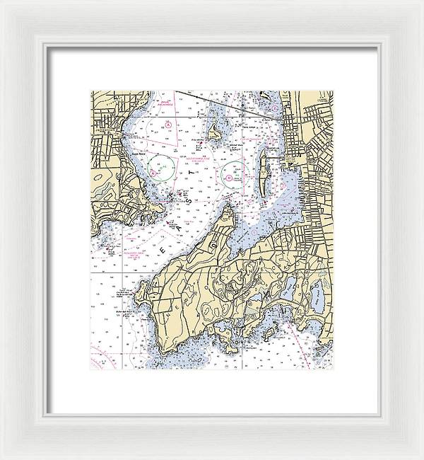 Newport Neck-rhode Island Nautical Chart - Framed Print