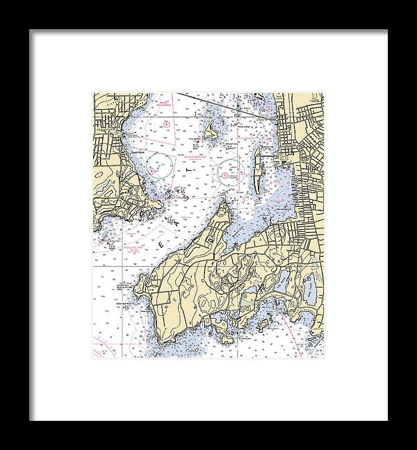 A beuatiful Framed Print of the Newport Neck-Rhode Island Nautical Chart by SeaKoast