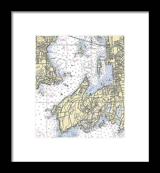 A beuatiful Framed Print of the Newport Neck-Rhode Island Nautical Chart by SeaKoast