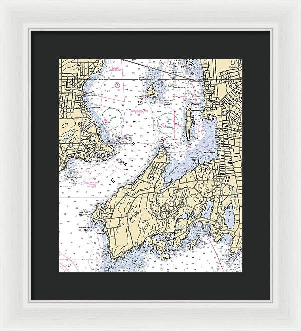 Newport Neck-rhode Island Nautical Chart - Framed Print