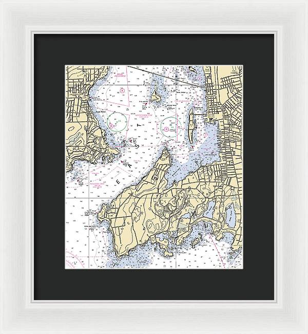 Newport Neck-rhode Island Nautical Chart - Framed Print