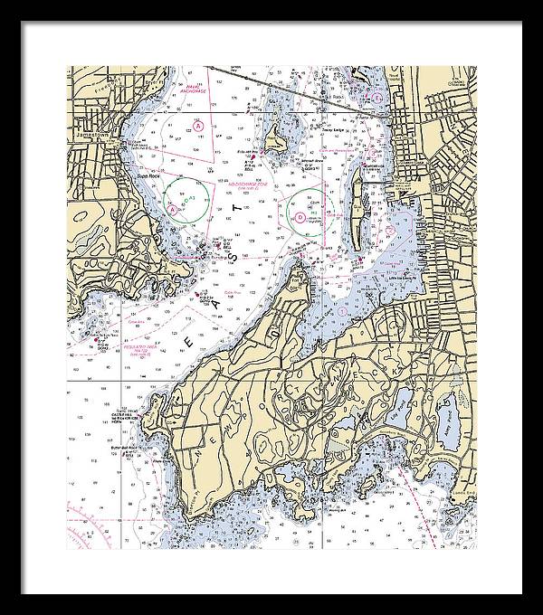 Newport Neck-rhode Island Nautical Chart - Framed Print