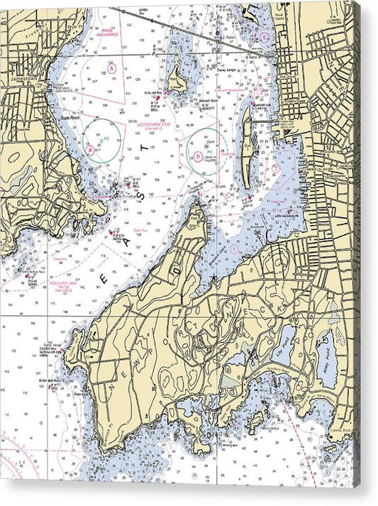 Newport Neck-Rhode Island Nautical Chart  Acrylic Print