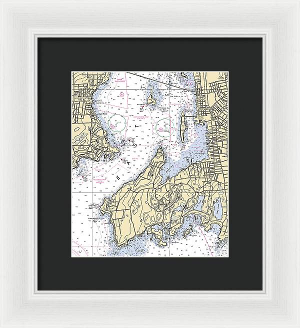 Newport Neck-rhode Island Nautical Chart - Framed Print