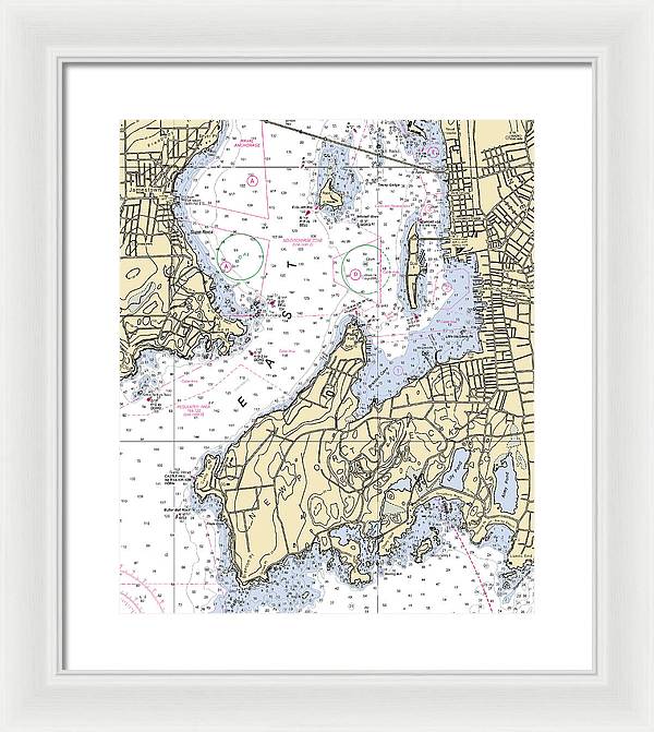 Newport Neck-rhode Island Nautical Chart - Framed Print