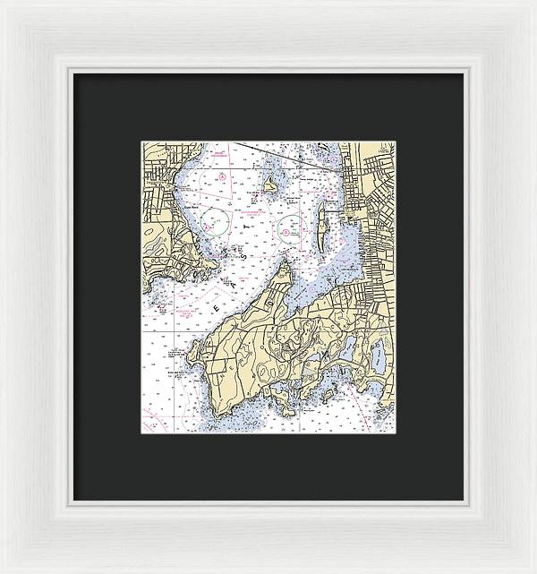 Newport Neck-rhode Island Nautical Chart - Framed Print