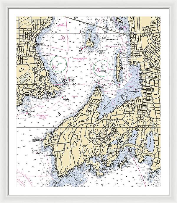 Newport Neck-rhode Island Nautical Chart - Framed Print