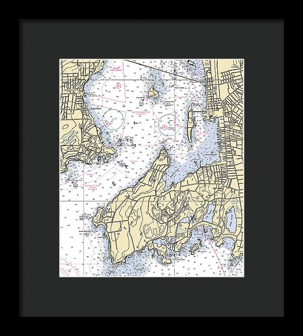 Newport Neck-rhode Island Nautical Chart - Framed Print