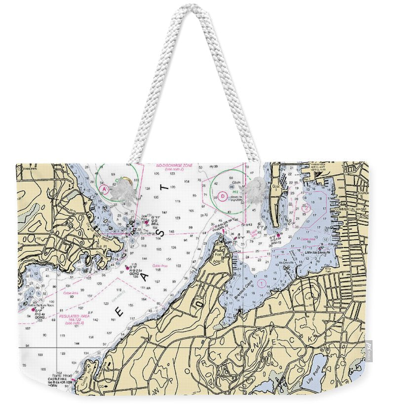 Newport Neck-rhode Island Nautical Chart - Weekender Tote Bag