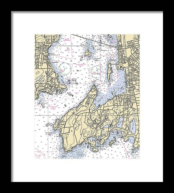 Newport Neck-rhode Island Nautical Chart - Framed Print