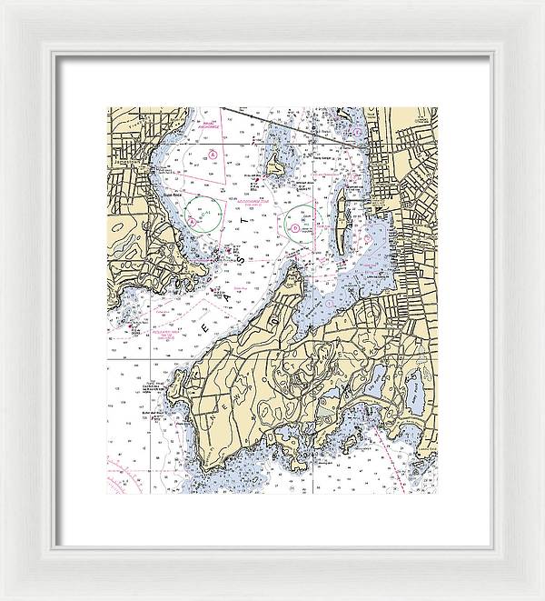 Newport Neck-rhode Island Nautical Chart - Framed Print