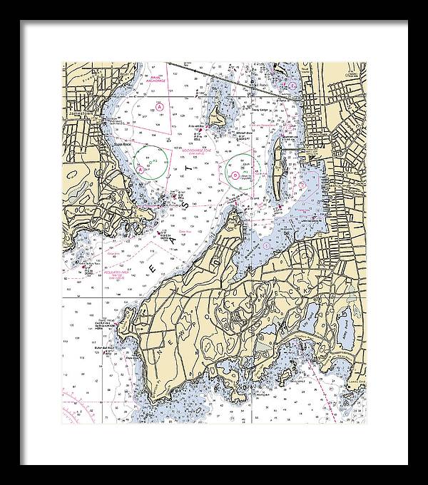 Newport Neck-rhode Island Nautical Chart - Framed Print