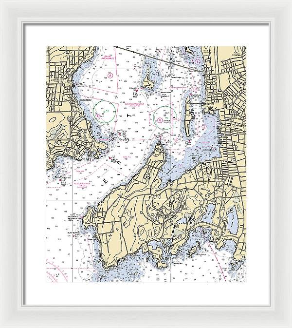 Newport Neck-rhode Island Nautical Chart - Framed Print