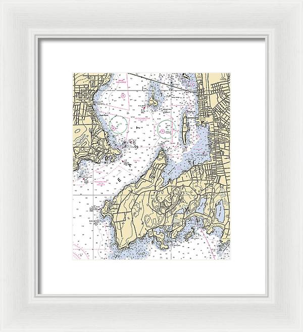 Newport Neck-rhode Island Nautical Chart - Framed Print