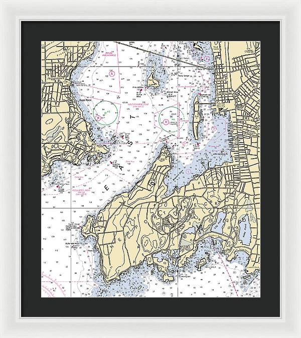 Newport Neck-rhode Island Nautical Chart - Framed Print