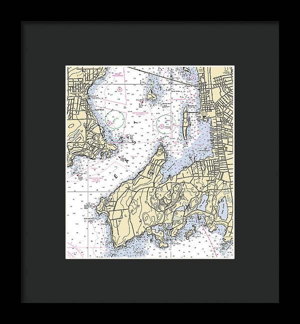 Newport Neck-rhode Island Nautical Chart - Framed Print