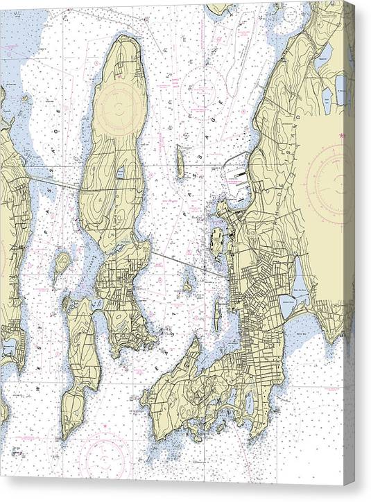 Newport Rhode Island Nautical Chart - Canvas Print