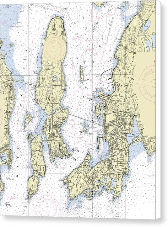 Newport Rhode Island Nautical Chart - Canvas Print