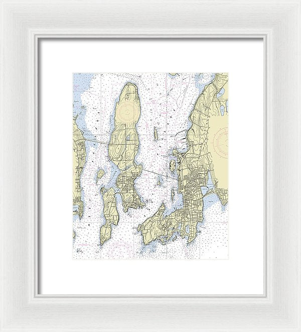 Newport Rhode Island Nautical Chart - Framed Print