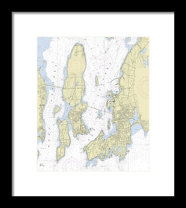 Newport Rhode Island Nautical Chart - Framed Print