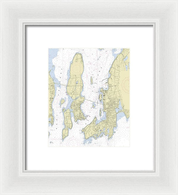 Newport Rhode Island Nautical Chart - Framed Print