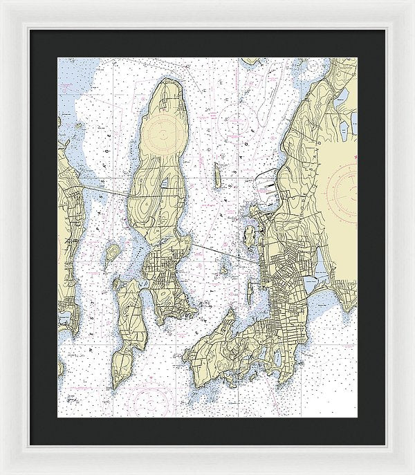 Newport Rhode Island Nautical Chart - Framed Print