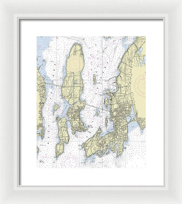 Newport Rhode Island Nautical Chart - Framed Print