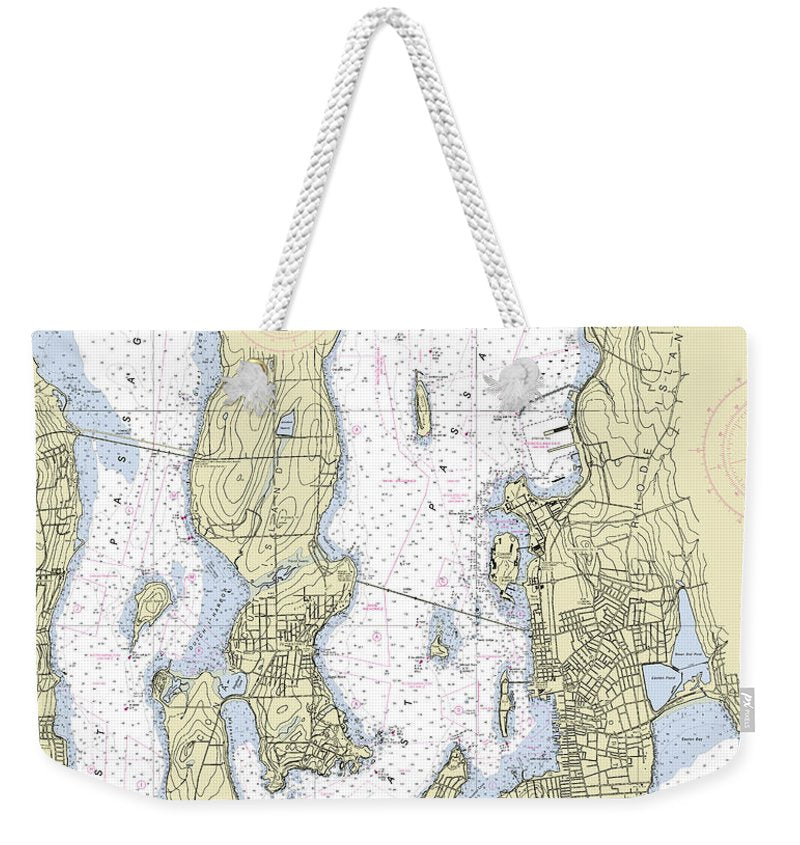 Newport Rhode Island Nautical Chart - Weekender Tote Bag