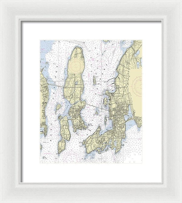 Newport Rhode Island Nautical Chart - Framed Print