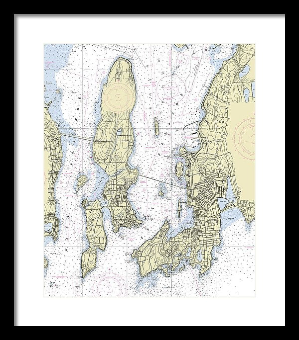 Newport Rhode Island Nautical Chart - Framed Print