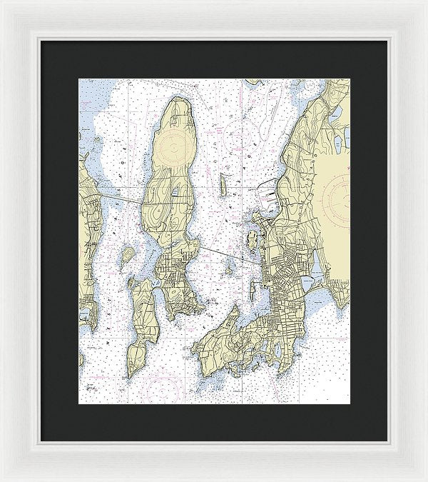 Newport Rhode Island Nautical Chart - Framed Print