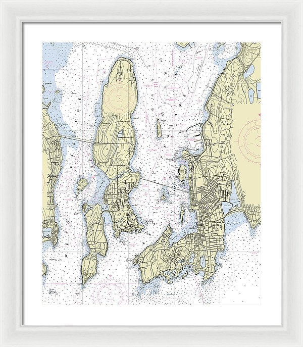 Newport Rhode Island Nautical Chart - Framed Print