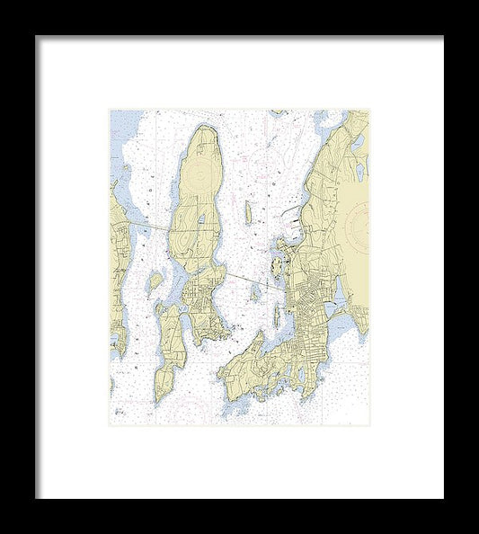 Newport Rhode Island Nautical Chart - Framed Print