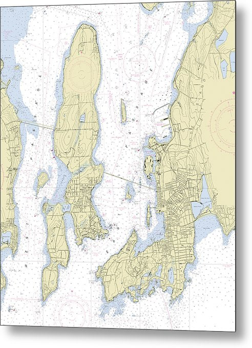 A beuatiful Metal Print of the Newport Rhode Island Nautical Chart - Metal Print by SeaKoast.  100% Guarenteed!