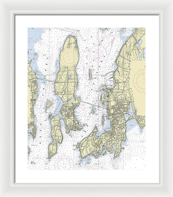 Newport Rhode Island Nautical Chart - Framed Print