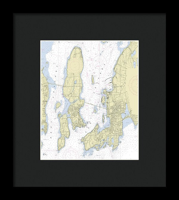 Newport Rhode Island Nautical Chart - Framed Print