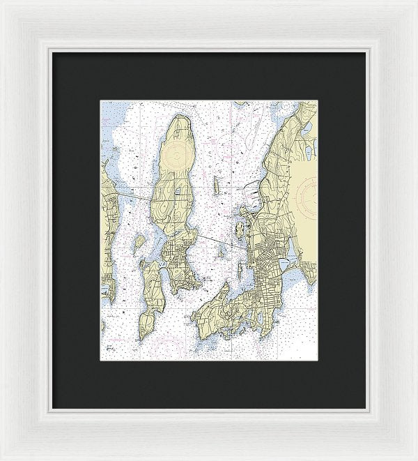 Newport Rhode Island Nautical Chart - Framed Print