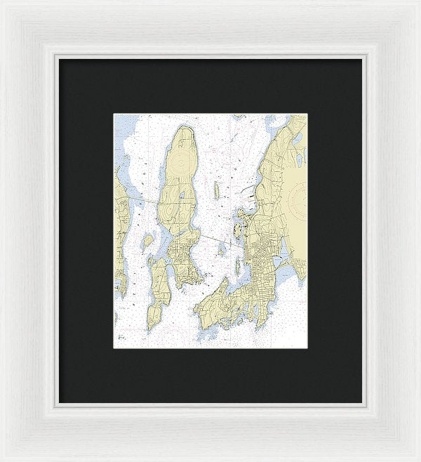 Newport Rhode Island Nautical Chart - Framed Print