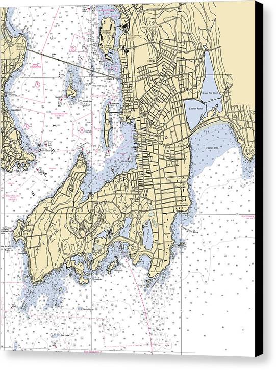 Newport -rhode Island Nautical Chart _v3 - Canvas Print