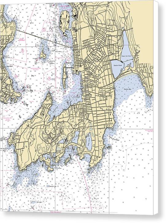 Newport -rhode Island Nautical Chart _v3 - Canvas Print