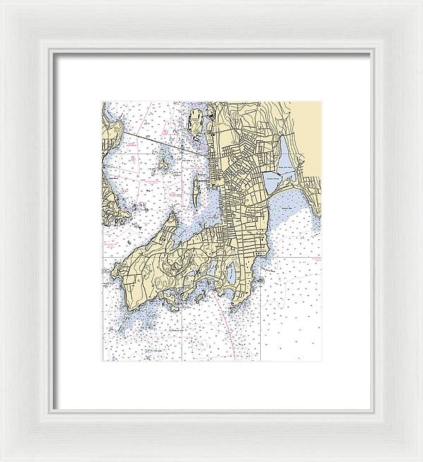 Newport -rhode Island Nautical Chart _v3 - Framed Print